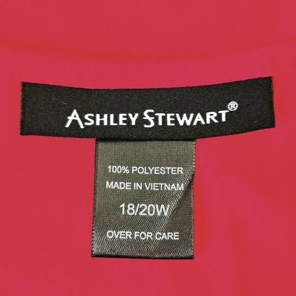 Ashley Stewart Hot Pink Flowy Button Down Bowtie Bishop Sleeves Blouse Sz 18/20W - Picture 6 of 10